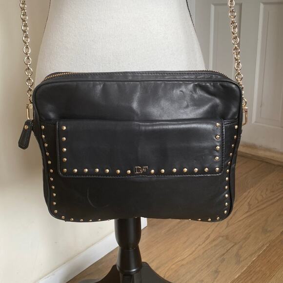 Diane von Furstenberg Soft Leather Black Crossbody - Picture 1 of 4